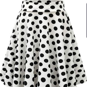 Black and White Polka Dot Flare Skater Skirt